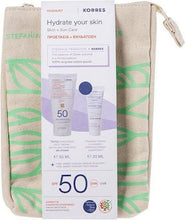 Load image into Gallery viewer, Korres PROMO PACK Yogurt Tinted Face Sunscreen SPF50 50ml,Foaming Cleansing Cream 20ml & Face Serum 1.5ml.