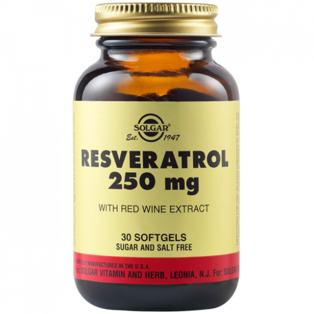 Solgar Resveratrol 250mg Antioxidants 30 Softgels