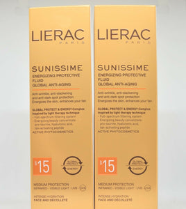 Lierac Sunissime Energizing Fluide Global Anti-Aging Face SPF 15+ 2x40 ml
