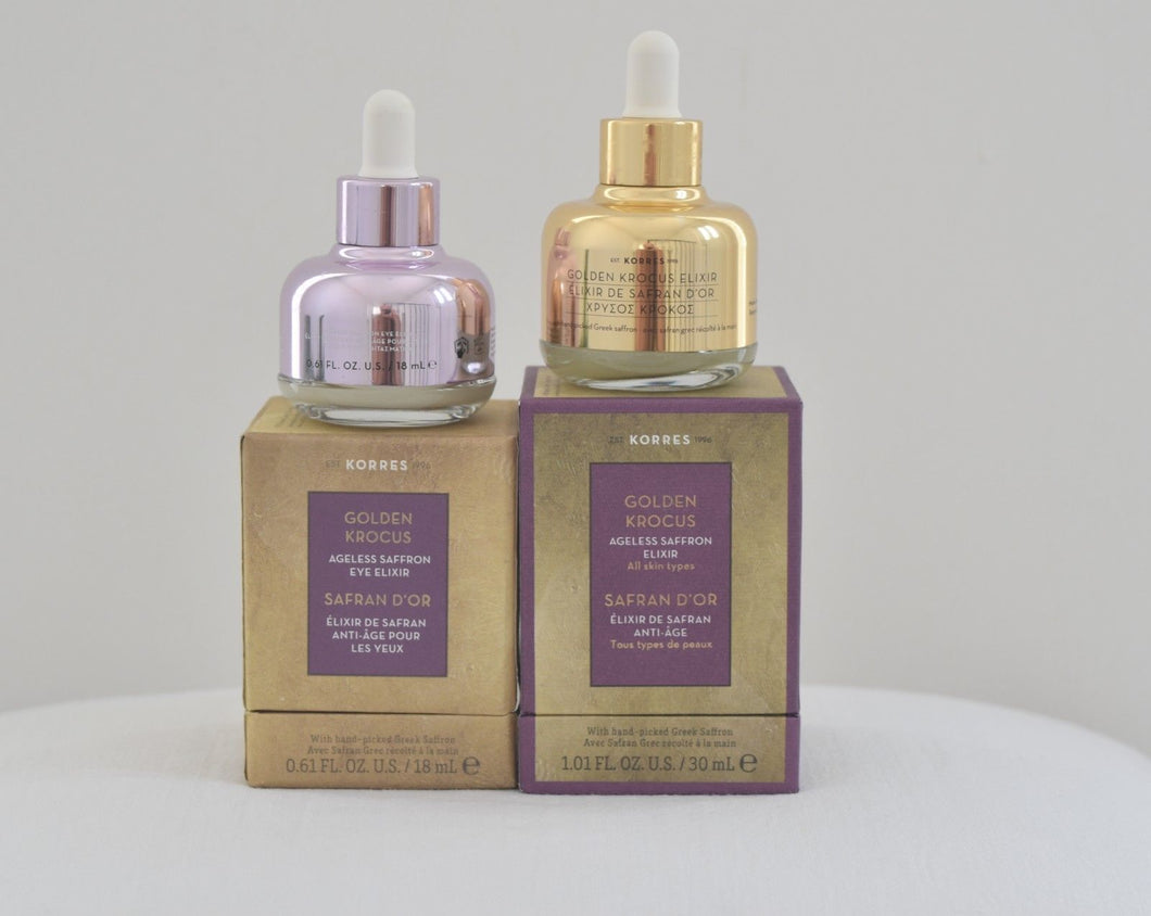 Korres Golden Crocus Set 1) Ageless Saffron Face Elixir 2) Ageless Saffron Eye